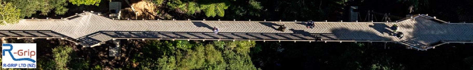 An aerial view of Tree-Tops Bridge, Kauri Glen Reserve